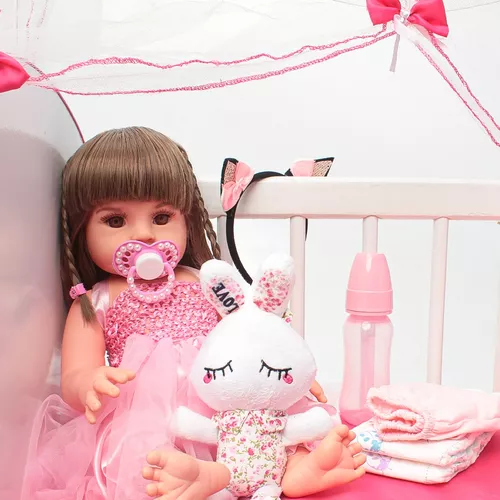 Boneca Bebê Reborn Realista Menina Silicone Pode Dar Banho - USA Magazine