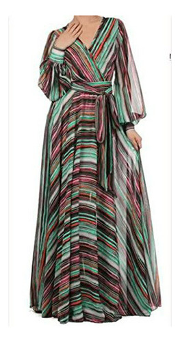 Prima Dnd Vestido Maxi Escarpado De Las Rayas Geográficas