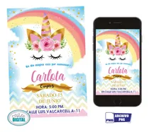 Comprar Invitación Digital Unicornio Enviar Whatsapp Redes