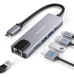 Tipo C Hub 5 En 1 Adaptador Usb C A Usb3.0 4k Hdmi Ethernet