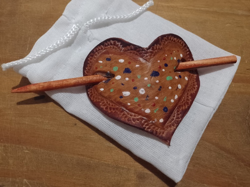 Imagen 4 de 10 de Hebillas Broches Para Pelo De Cuero Artesanal Con Palito