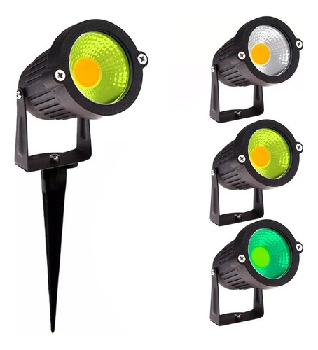 Espeto Jardim Led Refletor Luminária 7w Ip66 Alumínio Bivolt Carcaça Preto Luz Branco-quente 110v/220v