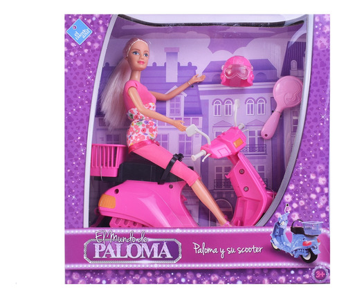 Muñeca Paloma 30 Cm Con Su Scooter El Duende Azul 