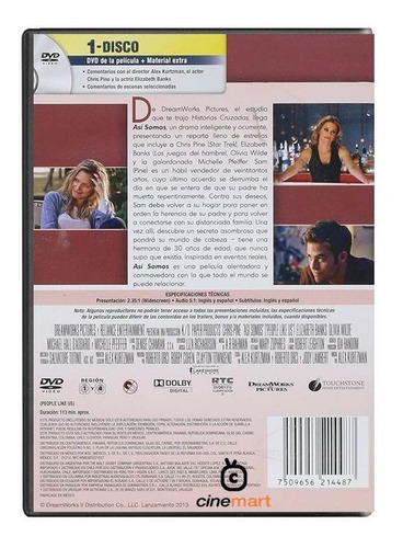 Asi Somos People Like Us Chris Pine Pelicula Dvd