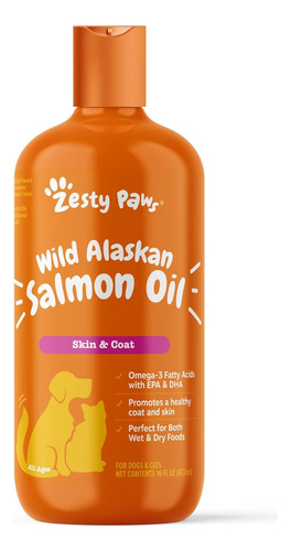 Zesty Paws Aceite Salmon Suplemento Omega Piel Pelaje Grande