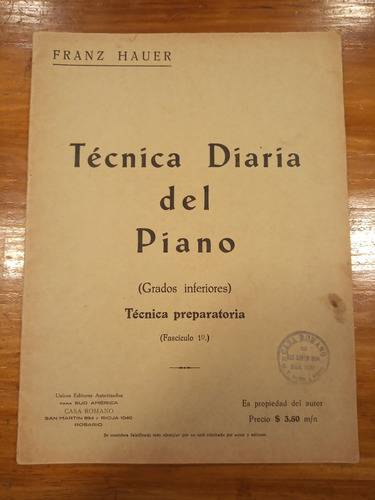 Hauer Tecnica Diaria Del Piano Tecnica Prep Partitura