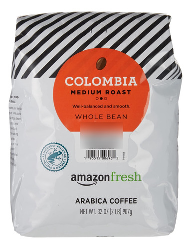 Amazonfresh Colombia Café En Grano Entero, Tostado Medio, .