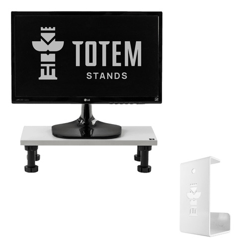 Combo Eleva Monitor Base Stand + Soporte De Auriculares Prem