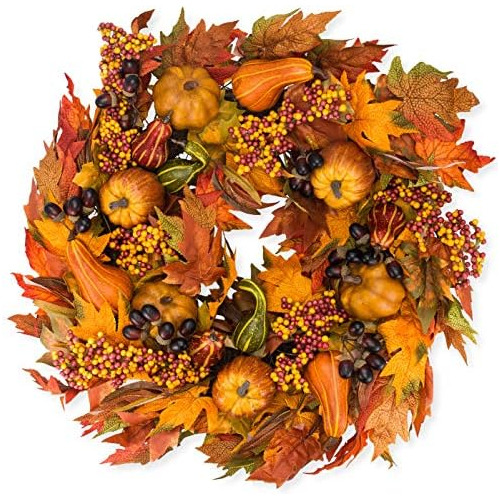 Montgomery Hollow Silk Fall Door Wreath 26 Pulgadas Her...