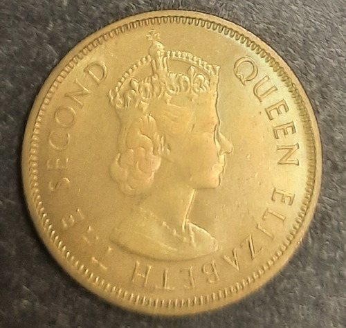 Moneda Hong Kong 10 Cent 1960 Bajo Dom Inglesa Canto Acanala