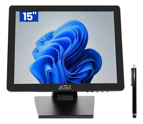 Monitor Aitek 15 Touch Hdmi/vga/usb 10 Toques Simultâneo Cor Preto