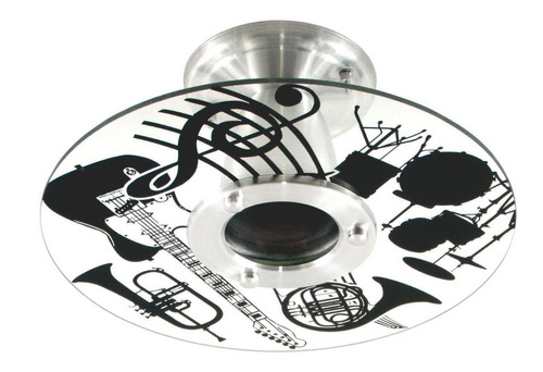 Plafon Musical Pintado À Mão - 30cm - Alumínio Escovado