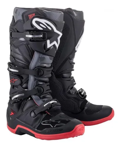 Bota Alpinestars Tech 7 Cinza vermelho Motocross Enduro
