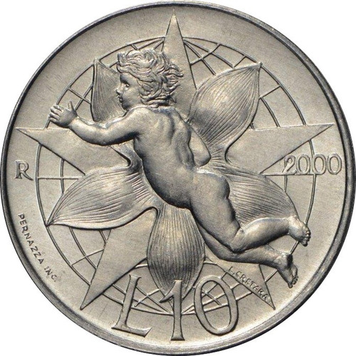 Imagen 1 de 2 de Moneda 10 Liras Amor Love San Marino Año 2000 Unc Hermosa