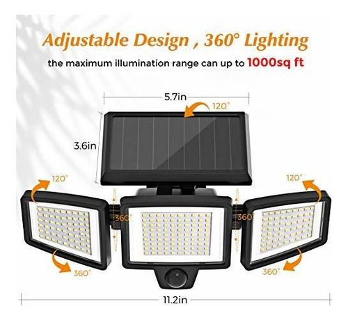 Solar Acampar Led Seguridad Inundacion Sensor Movimiento 3