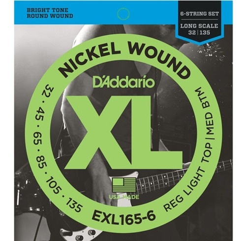 Encordoamento Para Baixo 6 Cordas D'addario Exl165-6 032