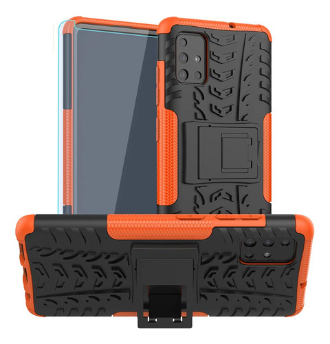 Funda Para Galaxy A51 Naranja Uso Rudo