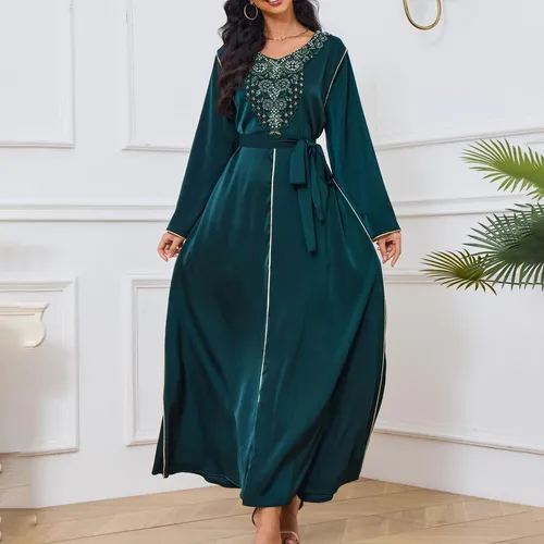 T Moda Mujer Ropa Árabe Casual Estampada Escote En V L 7003