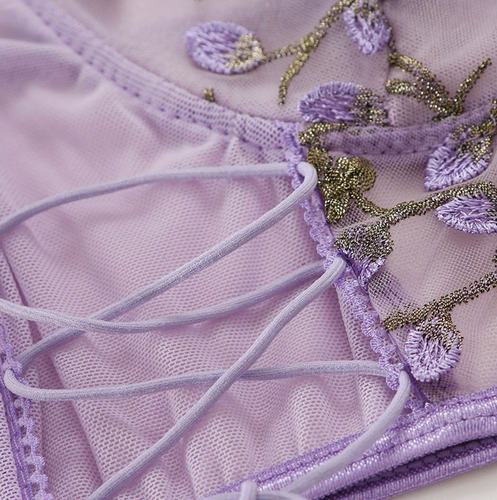 Top Sexy Bralette De Encaje Con Tiras Y Bragas