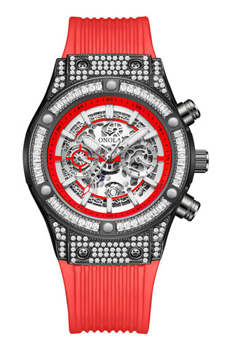 Relojes Luminosos Mecánicos Automáticos Onola Color De La Correa Rojo