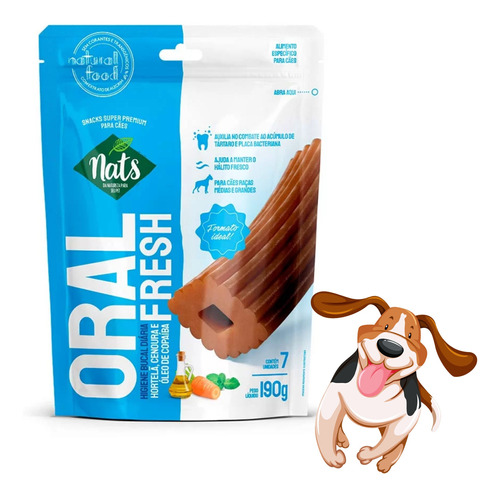 Petisco Snacks P/ Cães Médios E Grande Oral Fresh Nats 190g