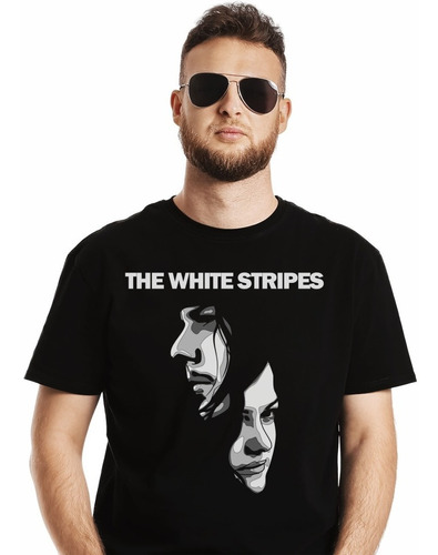 Polera The White Stripes Faces Stencil Rock Impresión Direct