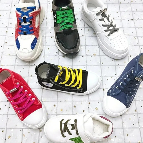 10 Pares Agujetas Elasticas Cordones Sin Nudos Hebilla Metal