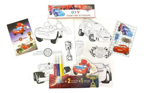 Kit De Stickers Para Colorear Con Diseño De Cars Para Niño