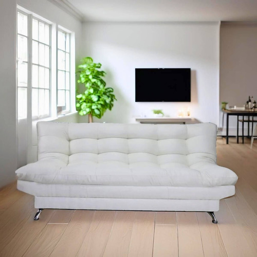 Sofá Cama Moderno Futón Matrimonial 3 Posiciones Lino Gris