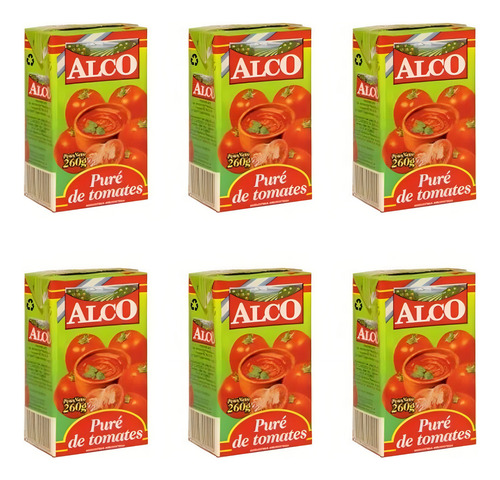 Pack X6 Pure De Tomates Tetra Libre De Gluten Alco 260g