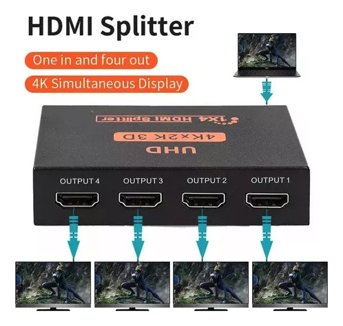 (60 Metros)splitter Hdmi 4 Puertos De Salida