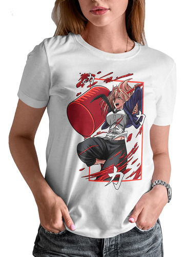 Blusa / Playera Chainsaw Man Power Anime Para Mujer #57