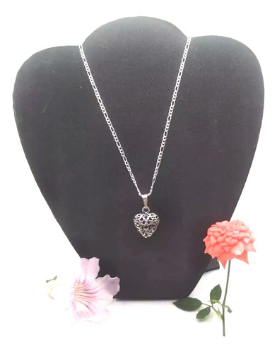 Dije Corazón Pavonado Con Cadena  50 Cm. Plata Ley 925 Taxco