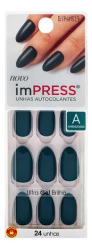 Kiss New York Impress Amendoada Unhas Autocolantes Esmerald