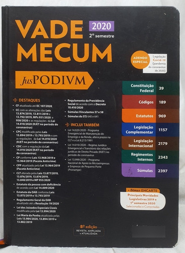 Livro Vade Mecum Juspodium 2020 - 2º Semestre - Jus Podium Editora