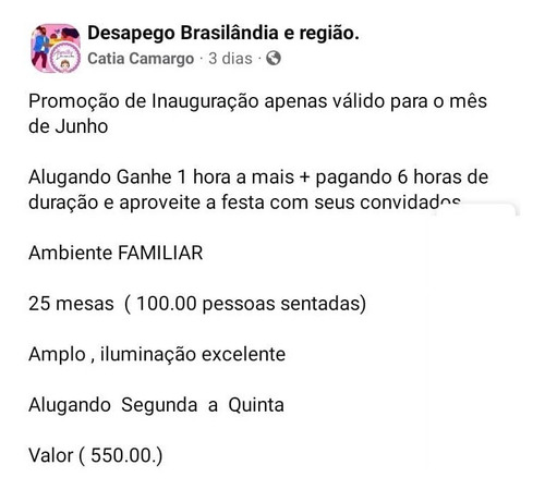 Imagem 3 de 3 de Salão De Festas Em Brasilândia
