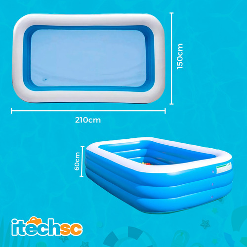 Piscina Inflável Retangular 712l 3 Camadas + Kit Reparo