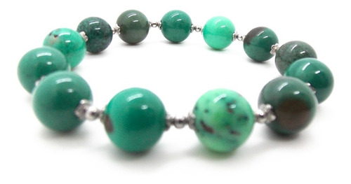 Pulsera De Piedras Naturales Semipreciosas De Crisoprasa