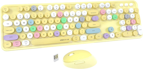 Teclado Inalámbrico Ubotie Amarillo - Policromado , 2.4ghz