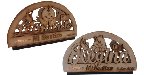 Servilletero Bautizo Angel Niña(o) Corte Mdf 3mm 12pzas