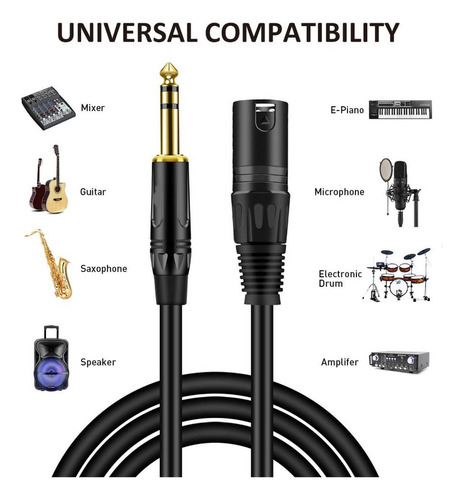 Cable De Audio Balanceado De 6,35 Mm A Xlr, Estéreo Macho A
