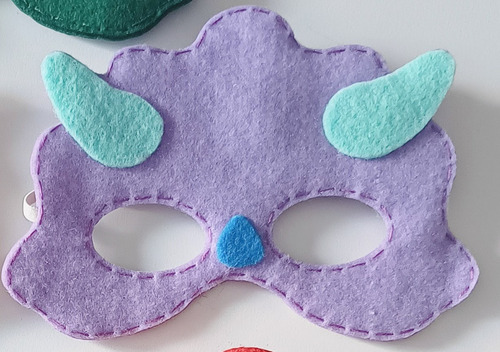 Máscara De Dino Triceratops Para Niños - Moloko Cosas Lindas Lila Dino Triceratop Lila