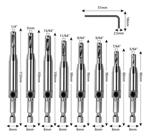 Conjunto De Broca De Auto-centralização 16pcs Com 1 Chave He