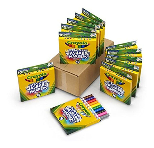 Crayola Marcadores Lavables Ultra Limpios Anchos 10 Colores