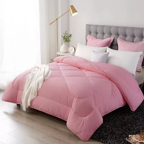 Edredom Dupla Face Percal 400 Fios Extra Macio Casal Luxo Cor Rosa