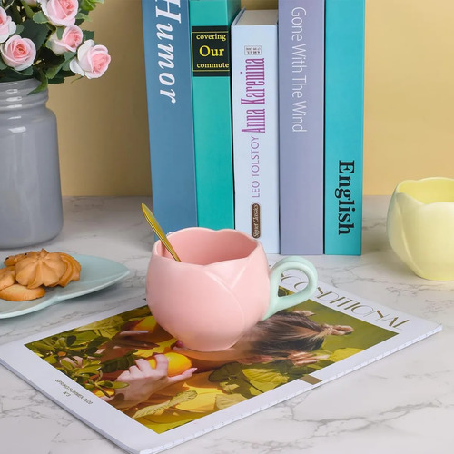 Taza De Tulipan Rosa, Taza En Forma De Flor Tulipanes,