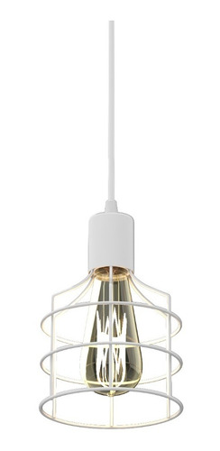 Lampara Colgante Jaula Blanco Deco Vintage Retro Apto Led