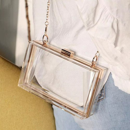 Bolso De Noche Mujer Para Fiesta Transparente Con Cadena