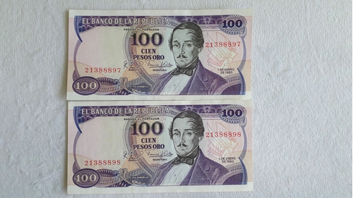 Coleccion Billetes De Colombia Duo Consecutivos