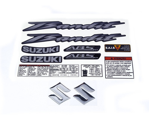 Kit Jogo Faixa Emblema Adesivo Suzuki Bandit 650n 2013 Preta